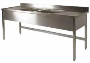 Plonge inox avec 2 bacs et 2 gouttoirs 2000x700mm DIAMOND - L2021 L2021_PROMO