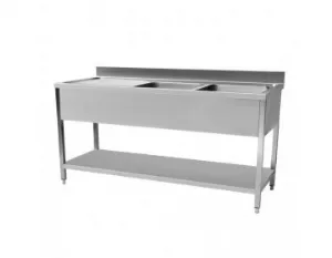 Plonge inox 2 bacs avec gouttoir  gauche et tagre 1400x600mm CUISTANCE 9010042