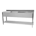 Plonge inox 2 bacs avec 2 gouttoirs et tagre 2000x700mm CUISTANCE