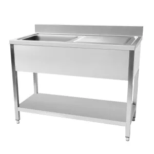 Plonge inox 1 bac avec gouttoir  droite et tagre 1200x600mm CUISTANCE 9010046