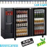 Arrière-bar réfrigéré 2 portes vitrées battantes noir DIAMOND Arrière-bar réfrigéré 2 portes vitrées battantes noir DIAMOND