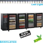 Arrière-bar réfrigéré 4 portes vitrées battantes noir DIAMOND Arrière-bar réfrigéré 4 portes vitrées battantes noir DIAMOND