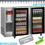 Arrière-bar réfrigéré 2 portes vitrées battantes inox DIAMOND Arrière-bar réfrigéré 2 portes vitrées battantes inox DIAMOND