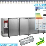 Arrière-bar réfrigéré 4 portes pleines battantes inox DIAMOND Arrière-bar réfrigéré 4 portes pleines battantes inox DIAMOND