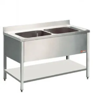 Plonge inox 2 bacs sans gouttoir 1400x700mm DIAMOND - L1421 L1421_PROMO