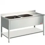 Plonge inox 2 bacs avec gouttoir  droite 2000x700mm DIAMOND - L2021D