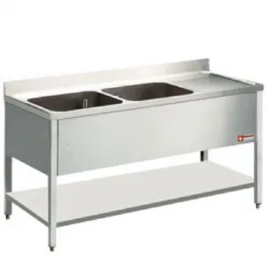 Plonge inox 2 bacs avec gouttoir  droite 2000x700mm DIAMOND - L2021D L2021D_PROMO