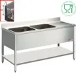 Plonge inox 2 bacs avec gouttoir  droite 1400x600mm DIAMOND - L1421D/6 L1421D/6_PROMO