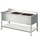 Plonge inox 2 bacs avec égouttoir à gauche 1400x600mm DIAMOND - L1421S/6 Plonge inox 2 bacs avec égouttoir à gauche 1400x600mm DIAMOND - L1421S/6