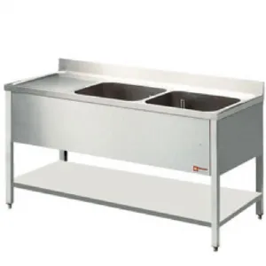 Plonge inox 2 bacs avec gouttoir  gauche 2000x700mm DIAMOND - L2021S L2021S_PROMO