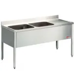 Plonge inox 2 bacs égouttoir à droite 1600x700mm DIAMOND - L1620D-KD Plonge inox 2 bacs égouttoir à droite 1600x700mm DIAMOND - L1620D-KD