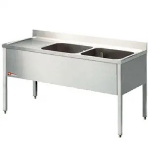 Plonge inox 2 bacs gouttoir  gauche 1600x700mm DIAMOND - L1620S-KD L1620S-KD_PROMO