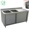 Plonge inox sur meuble 2 bacs avec gouttoir  droite 1800x700mm DIAMOND - L1821D-AS L1821D-AS_PROMO