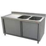 Plonge inox sur meuble 2 bacs avec égouttoir à gauche 1800x700mm DIAMOND - L1821S-AS Plonge inox sur meuble 2 bacs avec égouttoir à gauche 1800x700mm DIAMOND - L1821S-AS