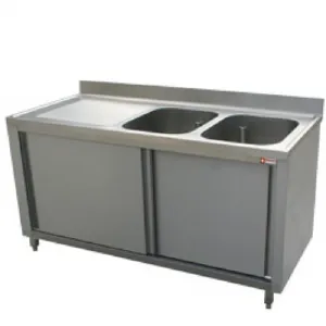 Plonge inox sur meuble 2 bacs avec gouttoir  gauche 1800x700mm DIAMOND - L1821S-AS L1821S-AS_PROMO