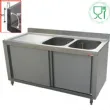 Plonge inox sur meuble 2 bacs avec gouttoir  gauche 1800x700mm DIAMOND - L1821S-AS L1821S-AS_PROMO