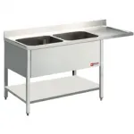Plonge inox 2 bacs avec égouttoir à droite 1800x700mm DIAMOND - L1821VD Plonge inox 2 bacs avec égouttoir à droite 1800x700mm DIAMOND - L1821VD