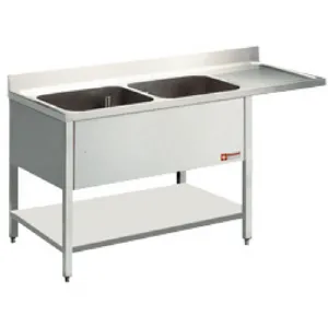 Plonge inox 2 bacs avec gouttoir  droite 1800x700mm DIAMOND - L1821VD L1821VD_PROMO