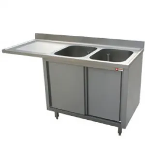 Plonge inox sur meuble 2 bacs avec gouttoir  gauche 1600x700mm DIAMOND - L1621VS-AS L1621VS-AS_PROMO