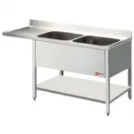 Plonge inox 2 bacs avec égouttoir à gauche 1600x700mm DIAMOND - L1621VS Plonge inox 2 bacs avec égouttoir à gauche 1600x700mm DIAMOND - L1621VS