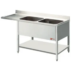 Plonge inox 2 bacs avec gouttoir  gauche 1800x700mm DIAMOND - L1821VS L1821VS_PROMO