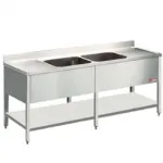 Plonge inox avec 2 bacs et 2 égouttoirs 2200x700mm DIAMOND - L2221 Plonge inox avec 2 bacs et 2 égouttoirs 2200x700mm DIAMOND - L2221