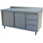 Meuble inox adossé 3 tiroirs et portes coulissantes 1600x700mm DIAMOND - TA167CDA/B Meuble inox adossé 3 tiroirs et portes coulissantes 1600x700mm DIAMOND - TA167CDA/B
