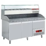 Table pizza 2 portes avec vitrine et 1 tiroir neutre DIAMOND TP23/R2_SX160G/PR2 Table pizza 2 portes avec vitrine et 1 tiroir neutre DIAMOND TP23/R2_SX160G/PR2