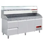 Table pizza 2 portes avec vitrine et 2 tiroirs neutres DIAMOND TP261/R2_SY198G/PR2 Table pizza 2 portes avec vitrine et 2 tiroirs neutres DIAMOND TP261/R2_SY198G/PR2