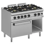 Fourneau 6 feux vifs sur four gaz GN2/1 avec baie libre Diverso by DIAMOND Fourneau 6 feux vifs sur four gaz GN2/1 avec baie libre Diverso by DIAMOND