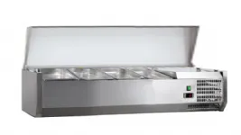 Vitrine à ingrédients réfrigérée à capot à poser 1200mm pour bacs GN 1/3 L2G Vitrine à ingrédients réfrigérée à capot à poser 1200mm pour bacs GN 1/3 L2G