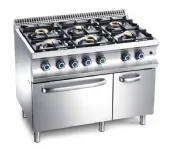 Fourneau 6 feux vifs sur four gaz et placard MBM Fourneau 6 feux vifs sur four gaz et placard MBM