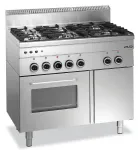 Fourneau 6 feux vifs sur four gaz et placard MBM profondeur 600mm Fourneau 6 feux vifs sur four gaz et placard MBM profondeur 600mm