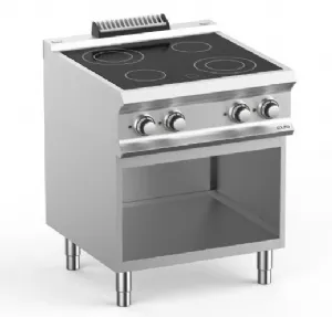 Plaque de cuisson vitrocramique 4 zones sur placard ouvert MBM - DOMINA PRO 700 VC77A_PROMO