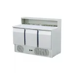 Saladette réfrigérée 3 portes avec granit et support inox SKYRAINBOW Saladette réfrigérée 3 portes avec granit et support inox SKYRAINBOW